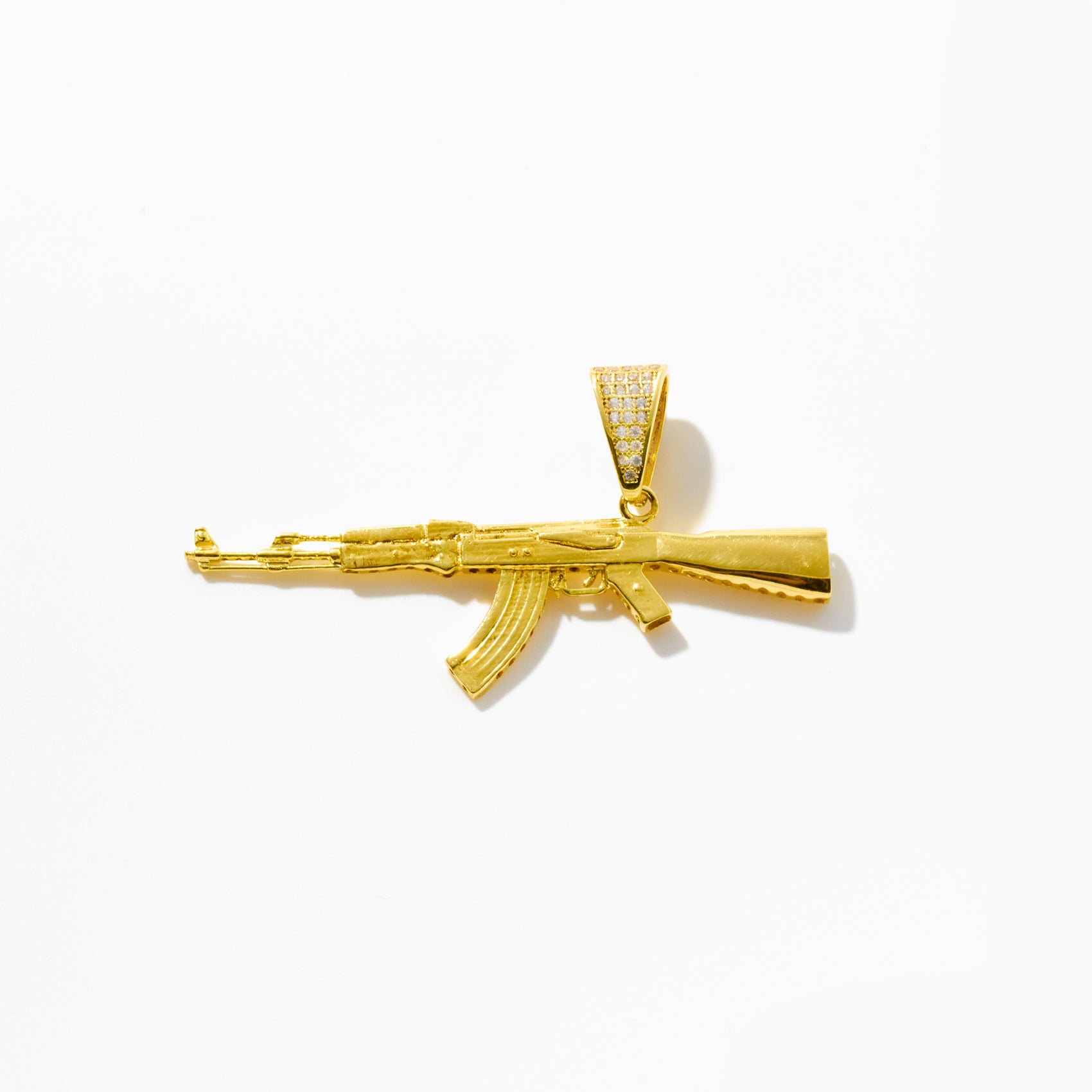 Hip Hop Style Gold Gun Pendant in 18k Gold Vermeil