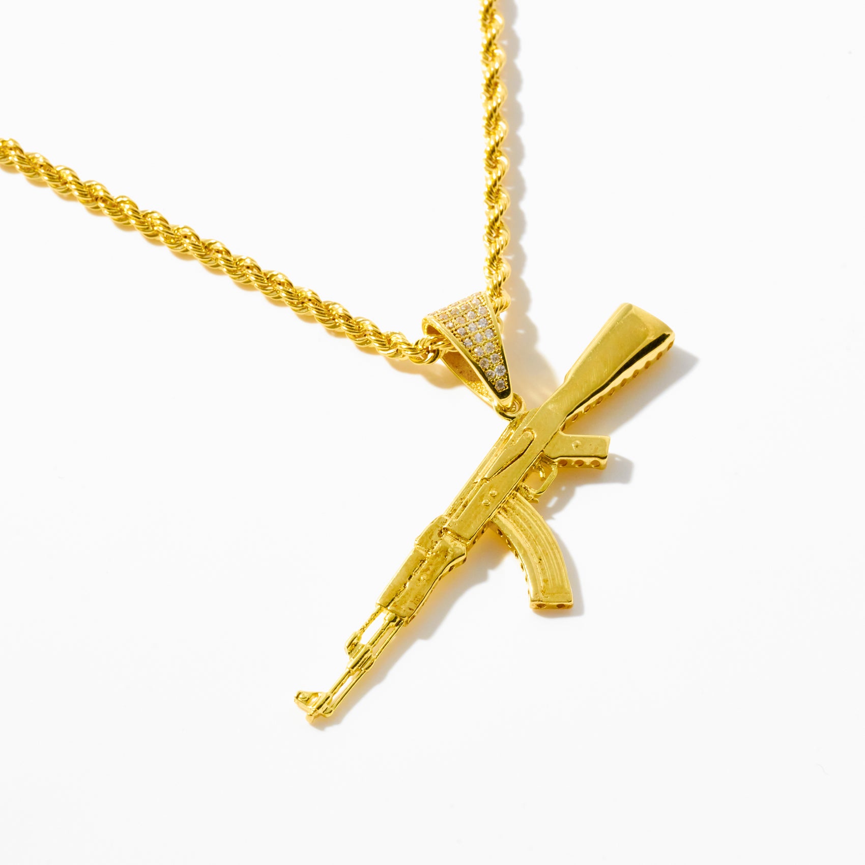 Hip Hop Style Gold Gun Pendant in 18k Gold Vermeil