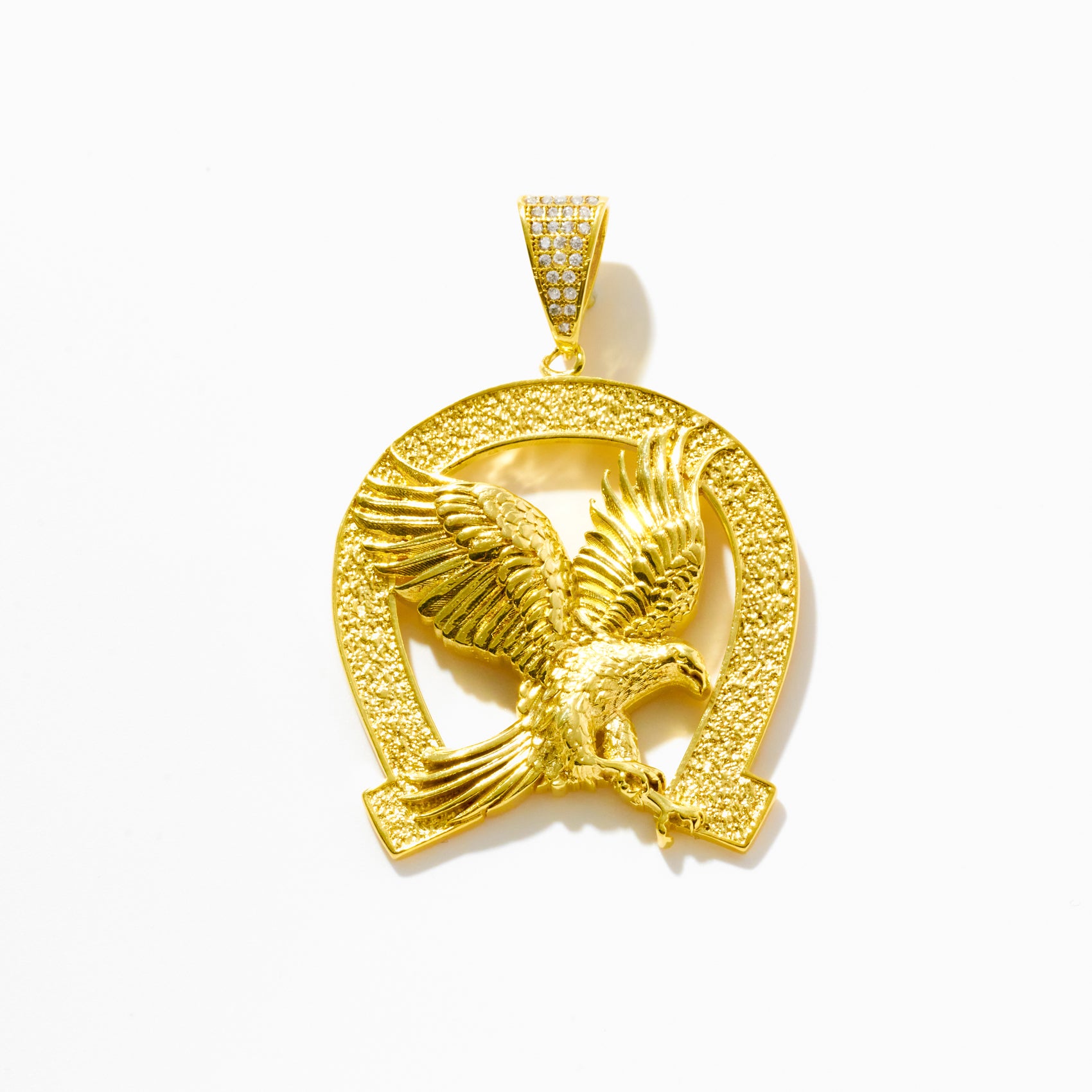 Flying Eagle in Horseshoe Pendant in 18k Gold Vermeil