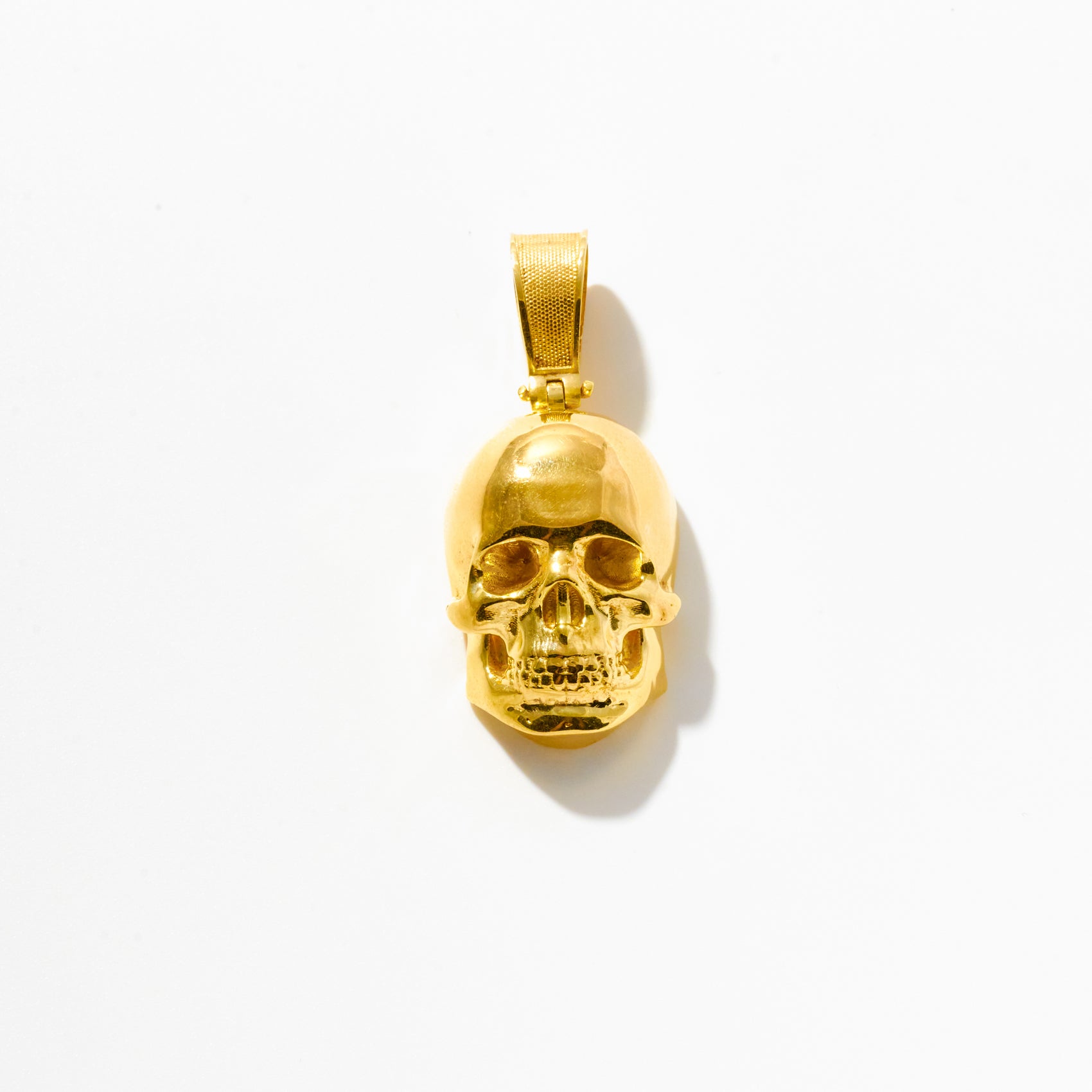 Gold High Polish 3D Gold Skull Pendant