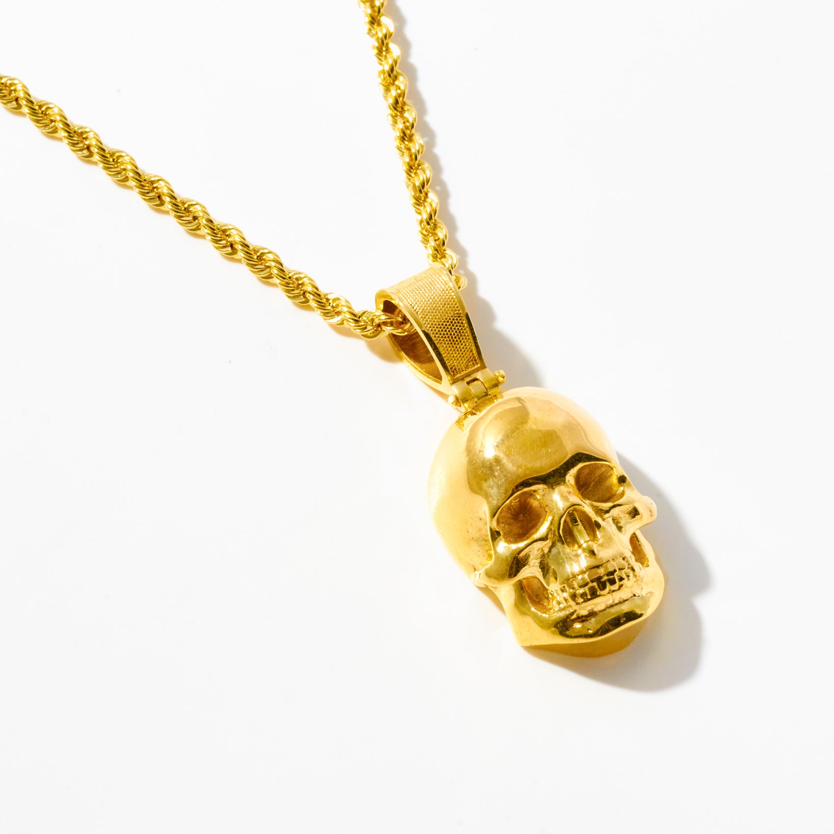 Gold High Polish 3D Gold Skull Pendant