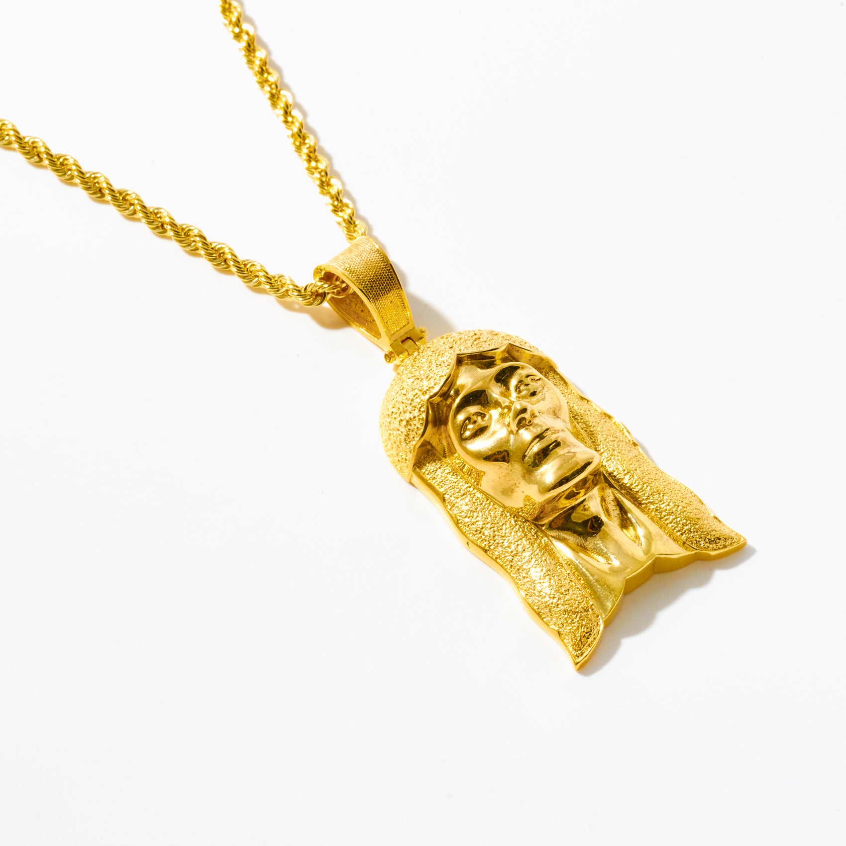 Gold Jesus Head Charm - Religious Pendant