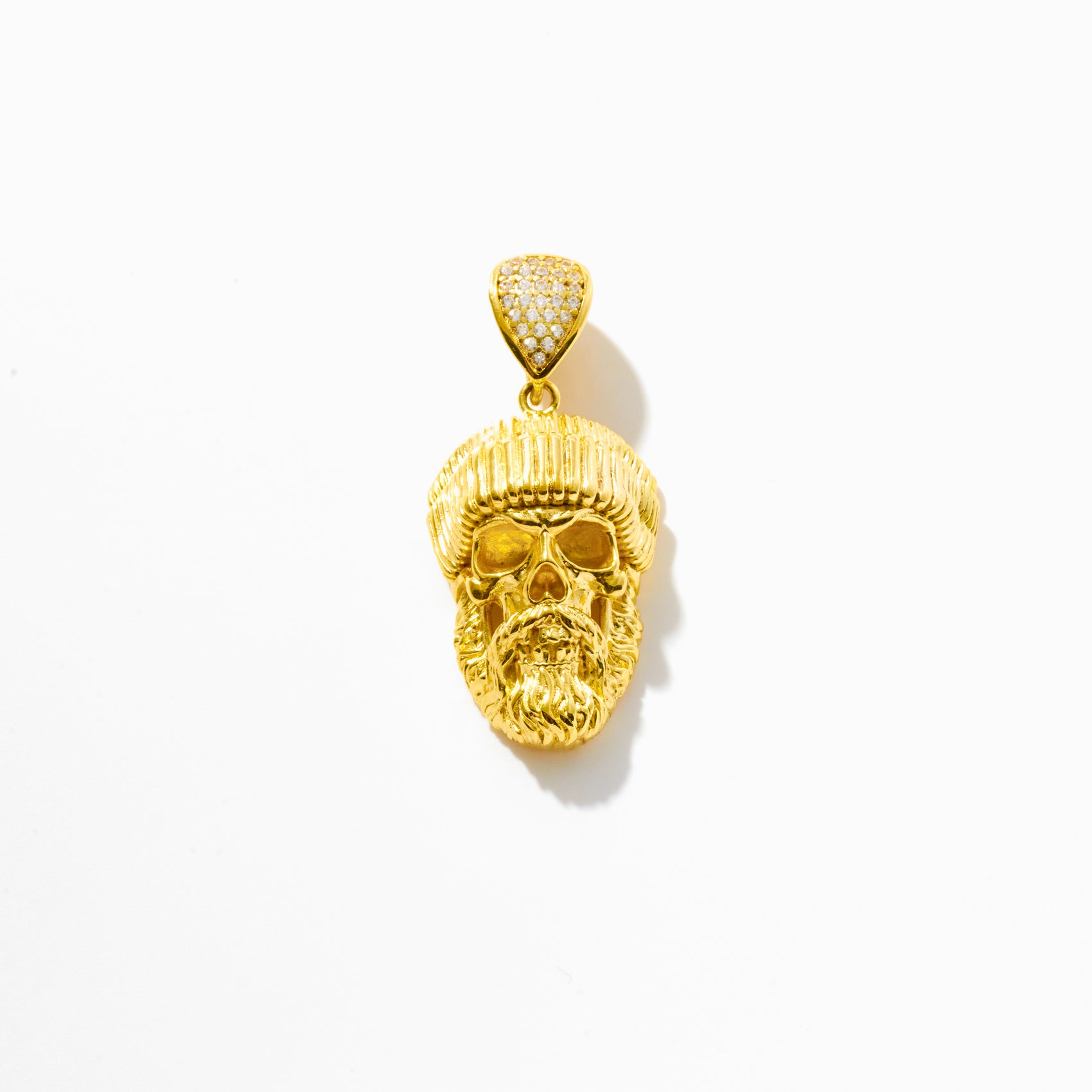 Gold Hip Hop Bearded Skull Pendant