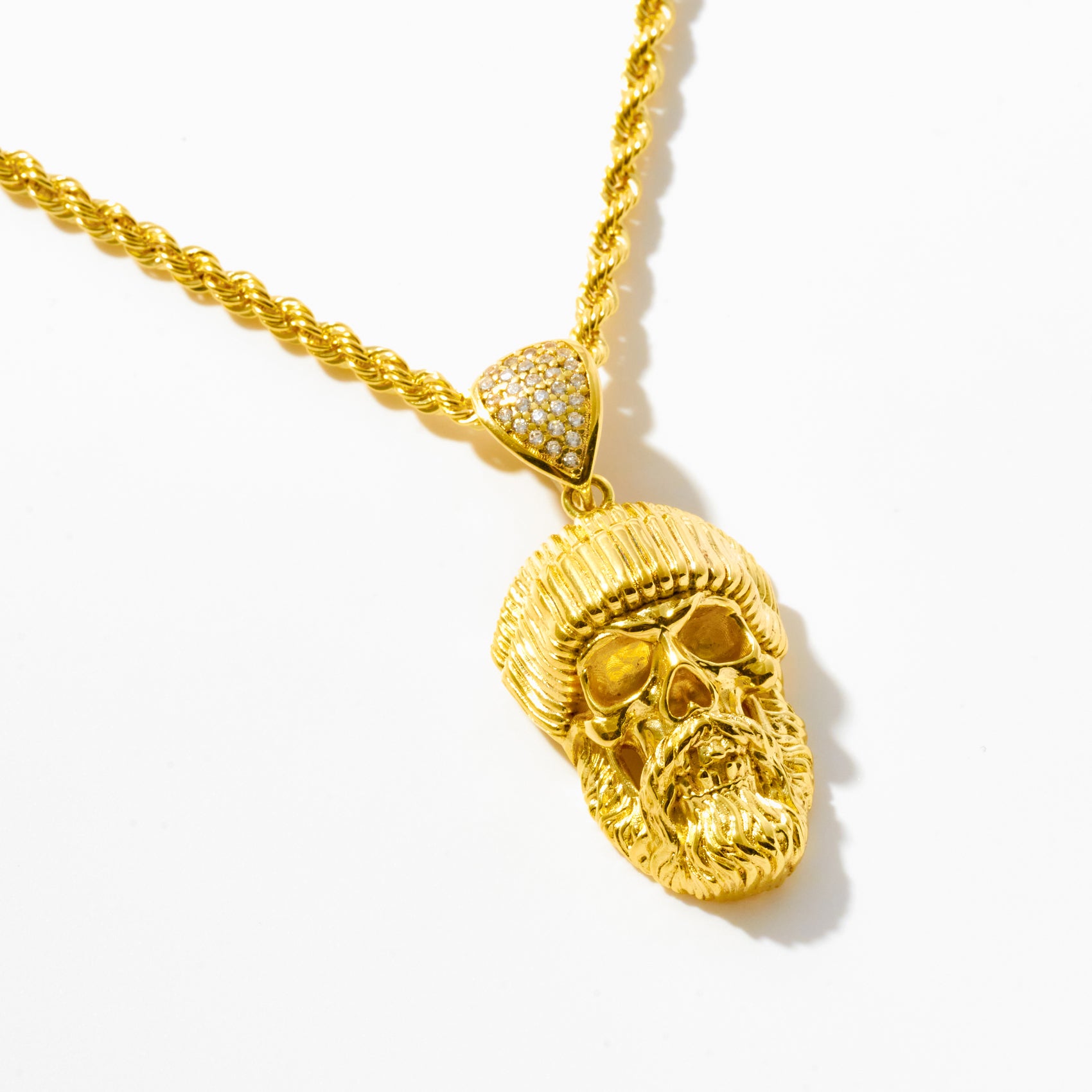 Gold Hip Hop Bearded Skull Pendant