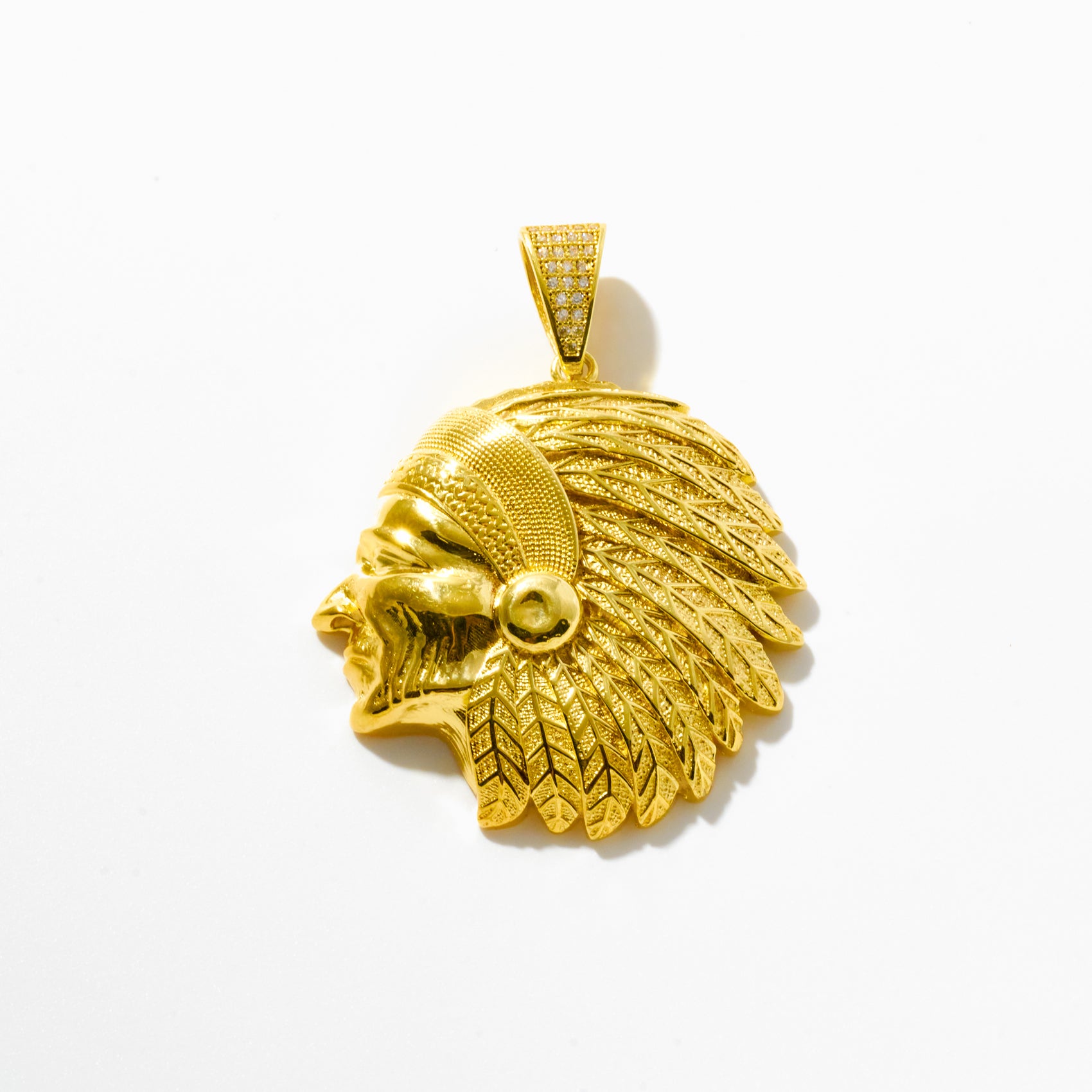 Gold Indian Chief Head Pendant