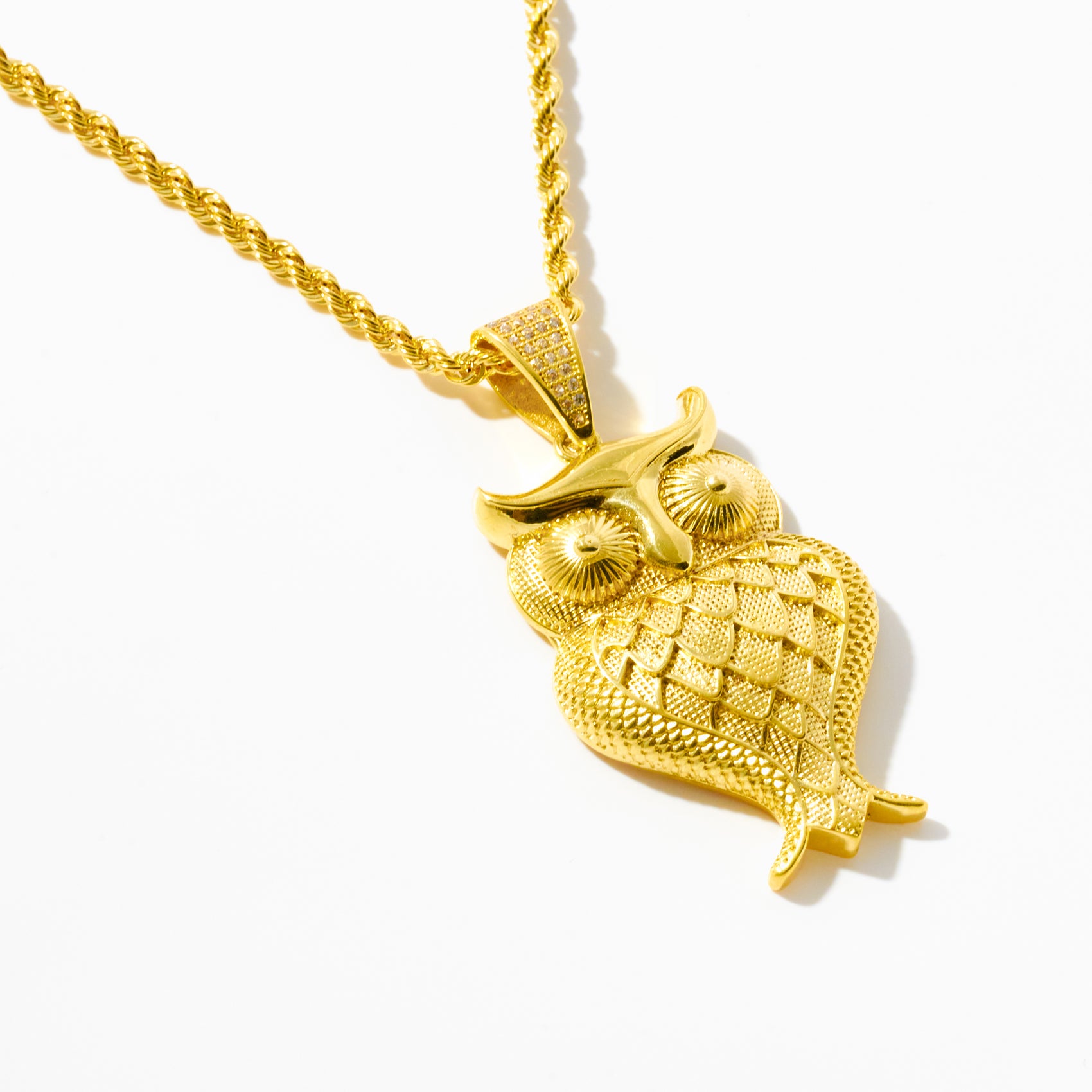 Textured Owl Pendant in 18k Gold Vermeil