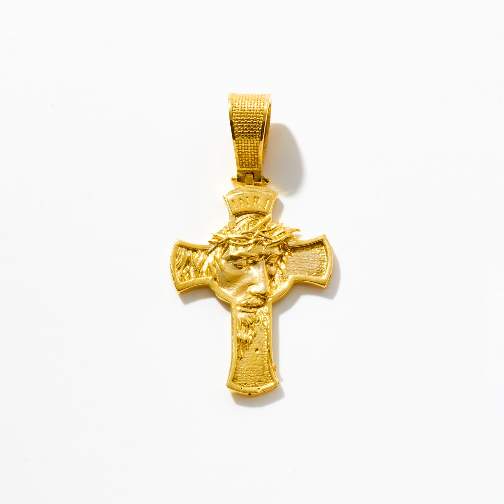 Face of Jesus Cross Pendant in 18k Gold Vermeil