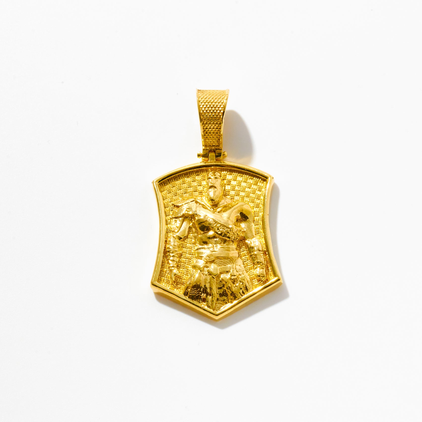Yellow Gold Gladiator Warrior Shield Pendant