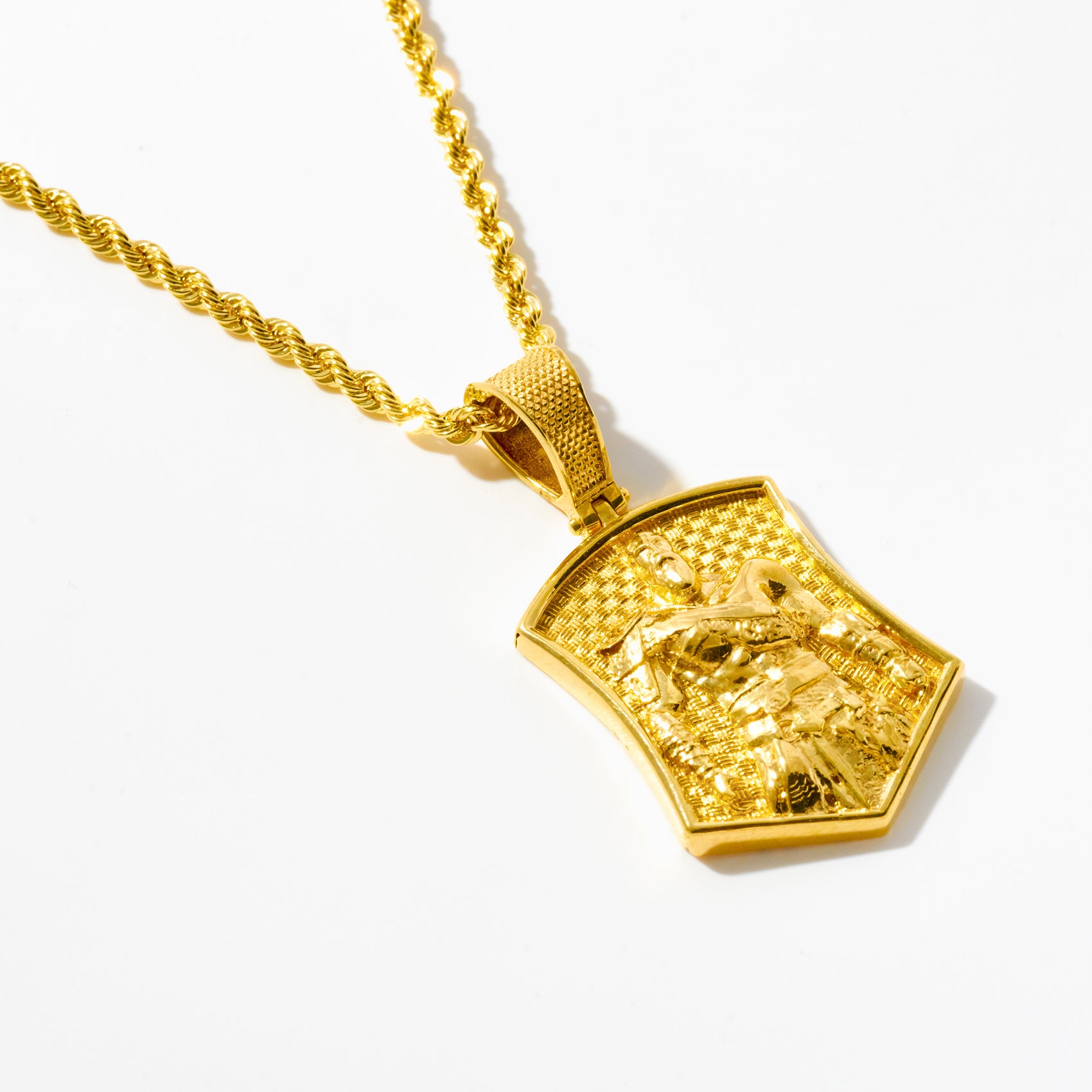 Yellow Gold Gladiator Warrior Shield Pendant